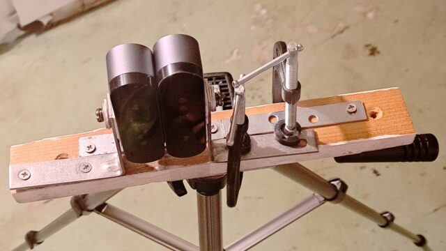 Two Logitech Brio Webcams mounted side by side on a tripod