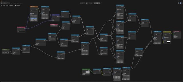 Screenshot of the Blender Shader Editor showing the node network for the Crosshatch Shader